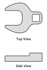 TEKTON crowfoot wrench drawing (top and side views)