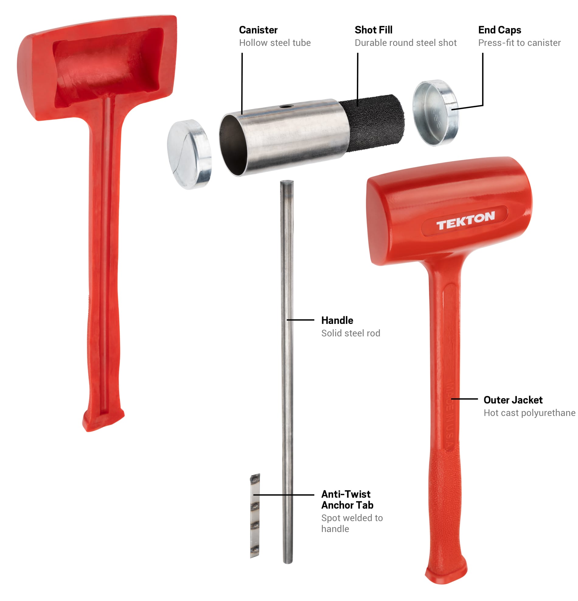 TEKTON Dead Blow Hammer parts and assembly