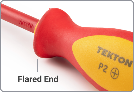 The front end of the handle is flared.