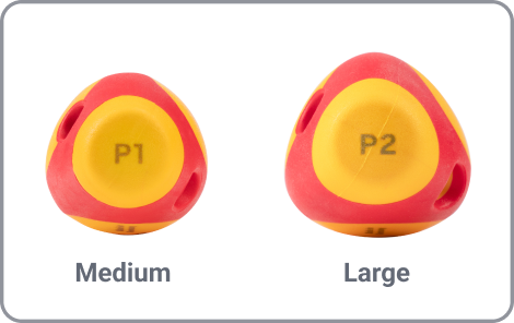 The P1 driver has a medium handle and the P2 driver has a large handle.