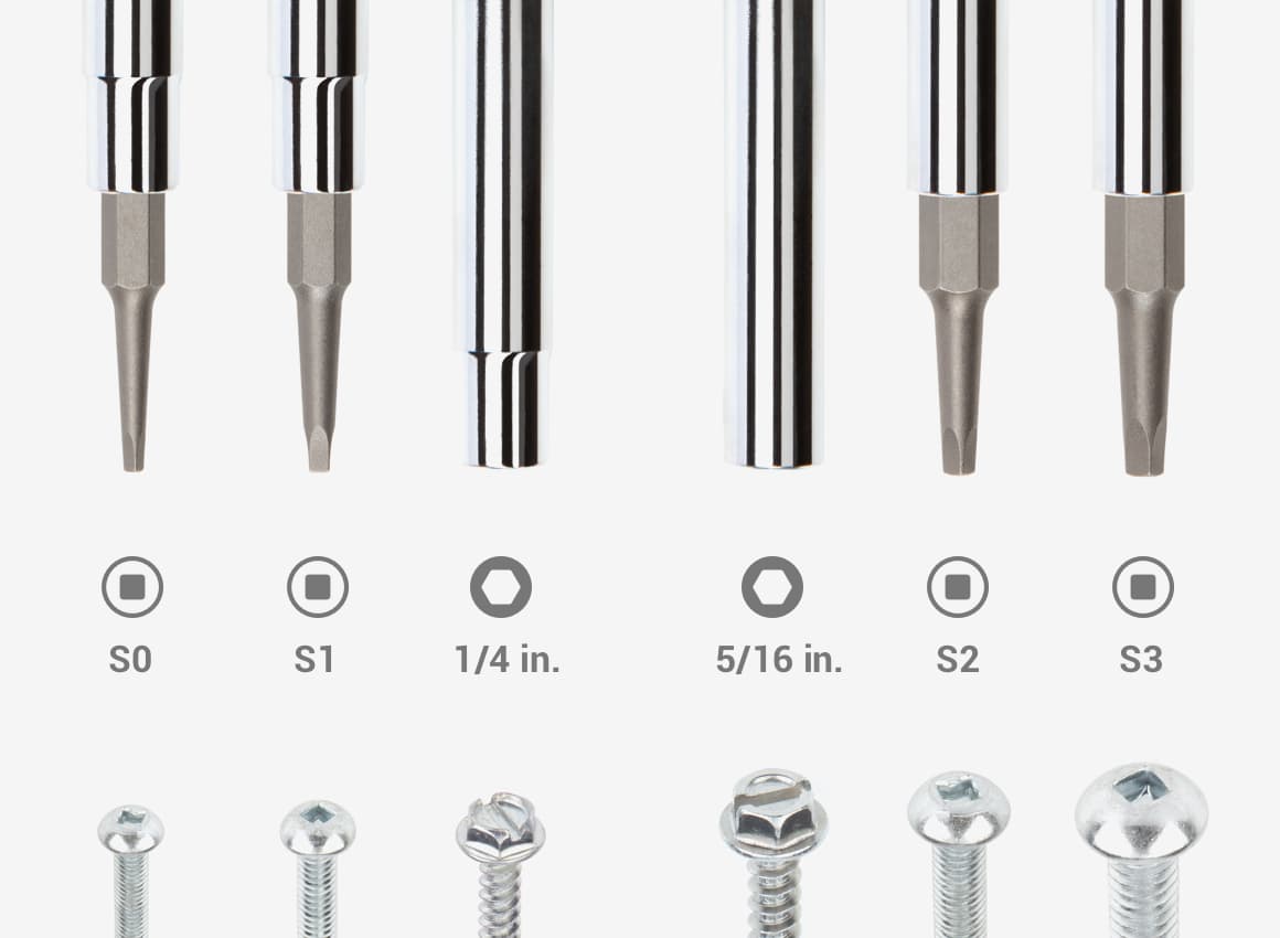 6in1 Square Driver (S0 x S1, S2 x S3) Black TEKTON