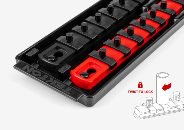 Black and Red Socket Rails with Tray
