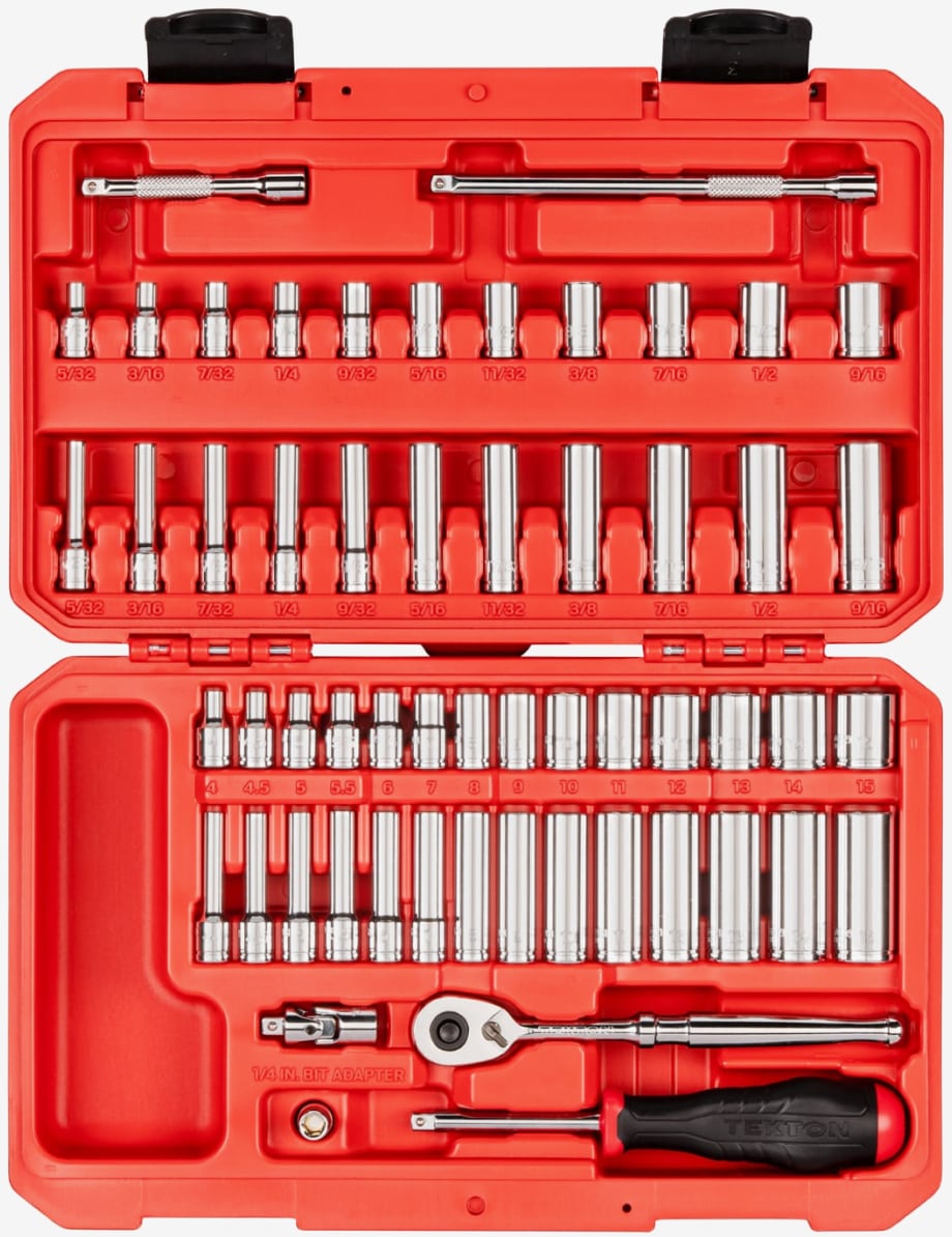 1/4, 3/8 Inch Drive 12-Point Socket and Ratchet Set (128-Piece ...