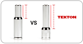 Tekton deep-length socket with fully stepped shoulers