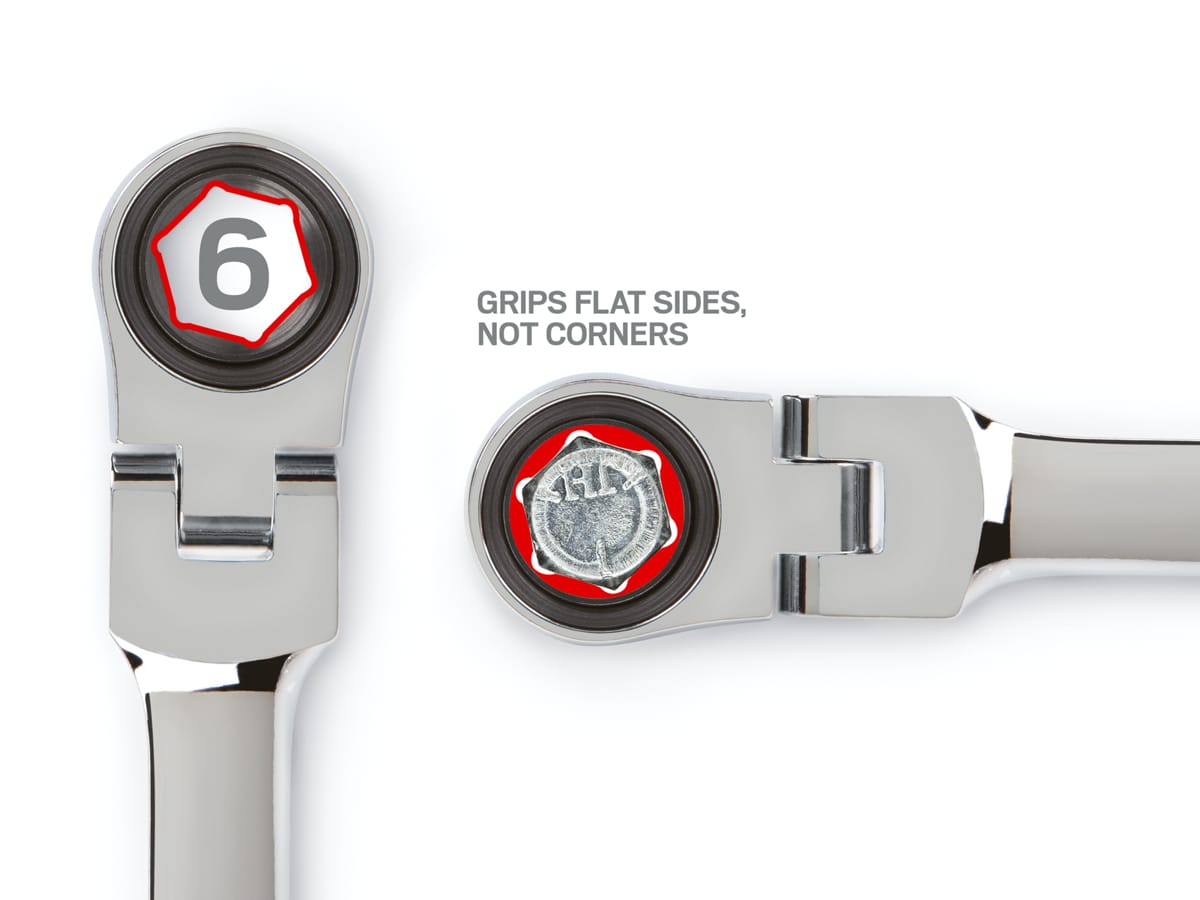 TEKTON Flex Ratcheting Wrench with 6-point box end