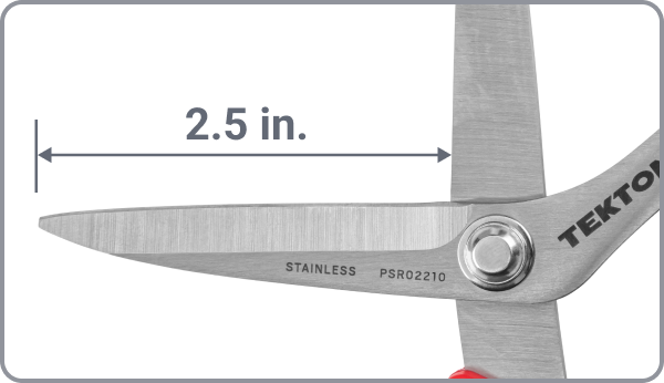 Graphic showing the blade is 2.5 inches.
