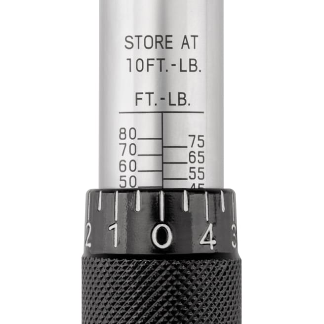 Micrometer Torque Wrench Dial set to 80 ft.-lb.