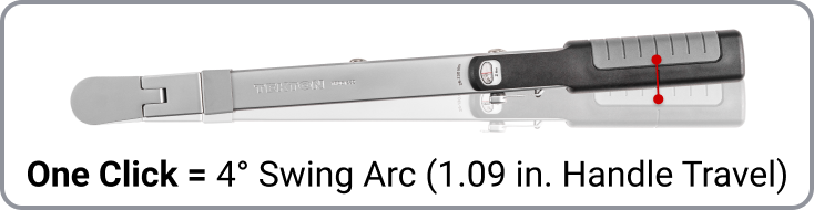 One Click = 4° Swing Arc (1.09 in. Handle Travel)