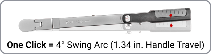 One Click = 4° Swing Arc (1.34 in. Handle Travel)