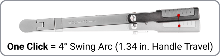 One Click = 4° Swing Arc (1.34 in. Handle Travel)