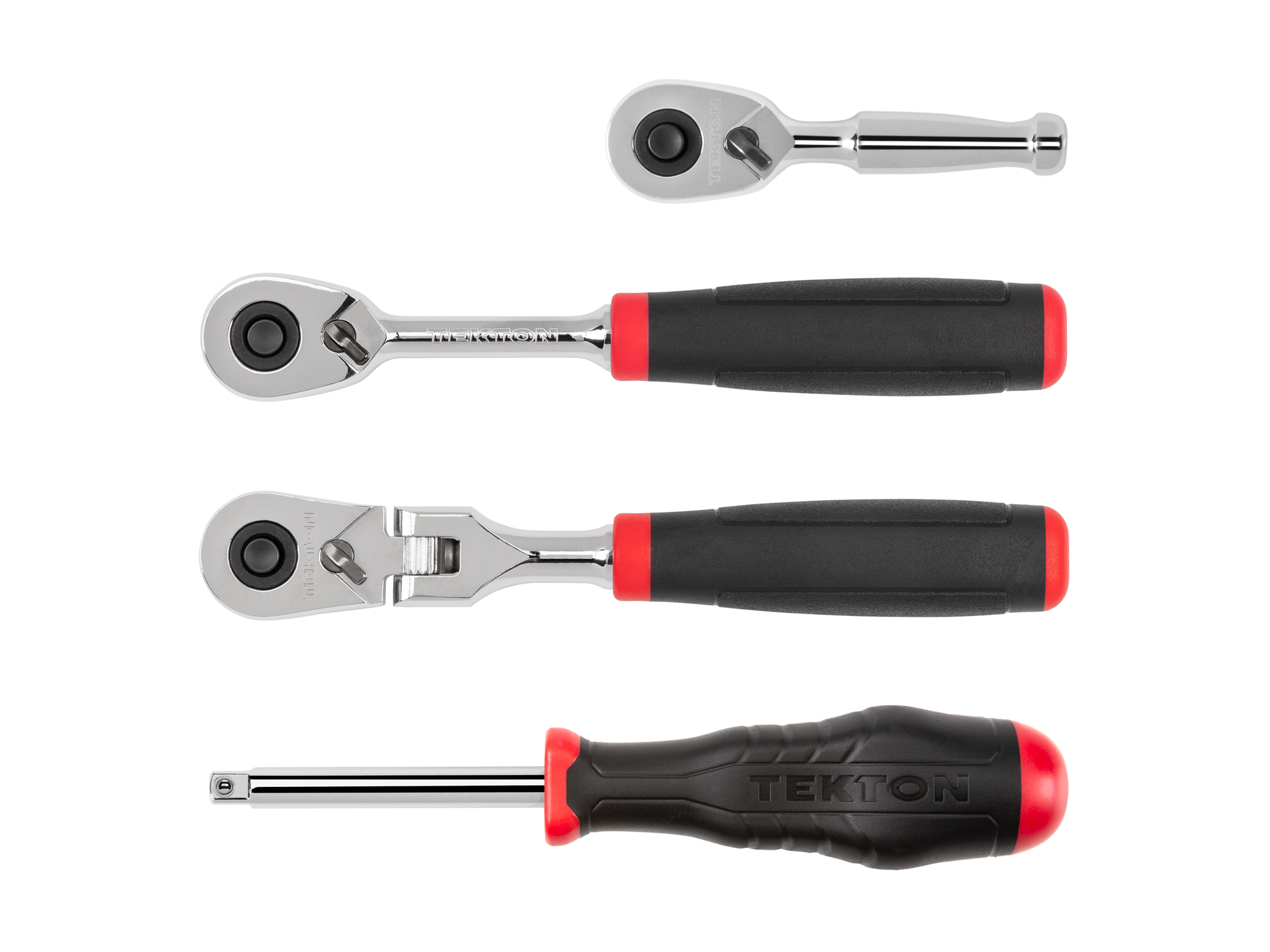 4-Piece 1/4 Inch Drive Comfort Grip Ratchet and Spinner Handle Set