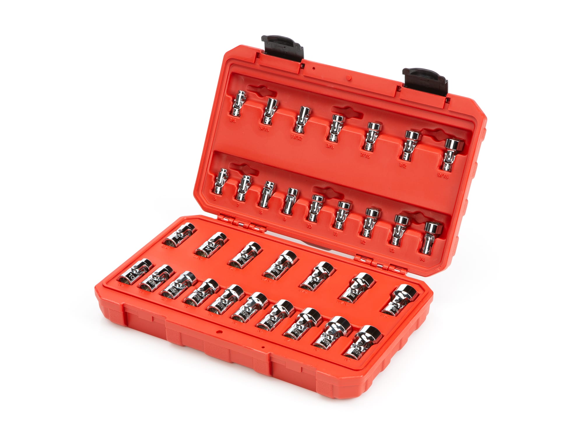 1/4, 3/8 Inch Drive Universal Joint Socket Set, 33-Piece (1/4-3/4 in., 6-19  mm)