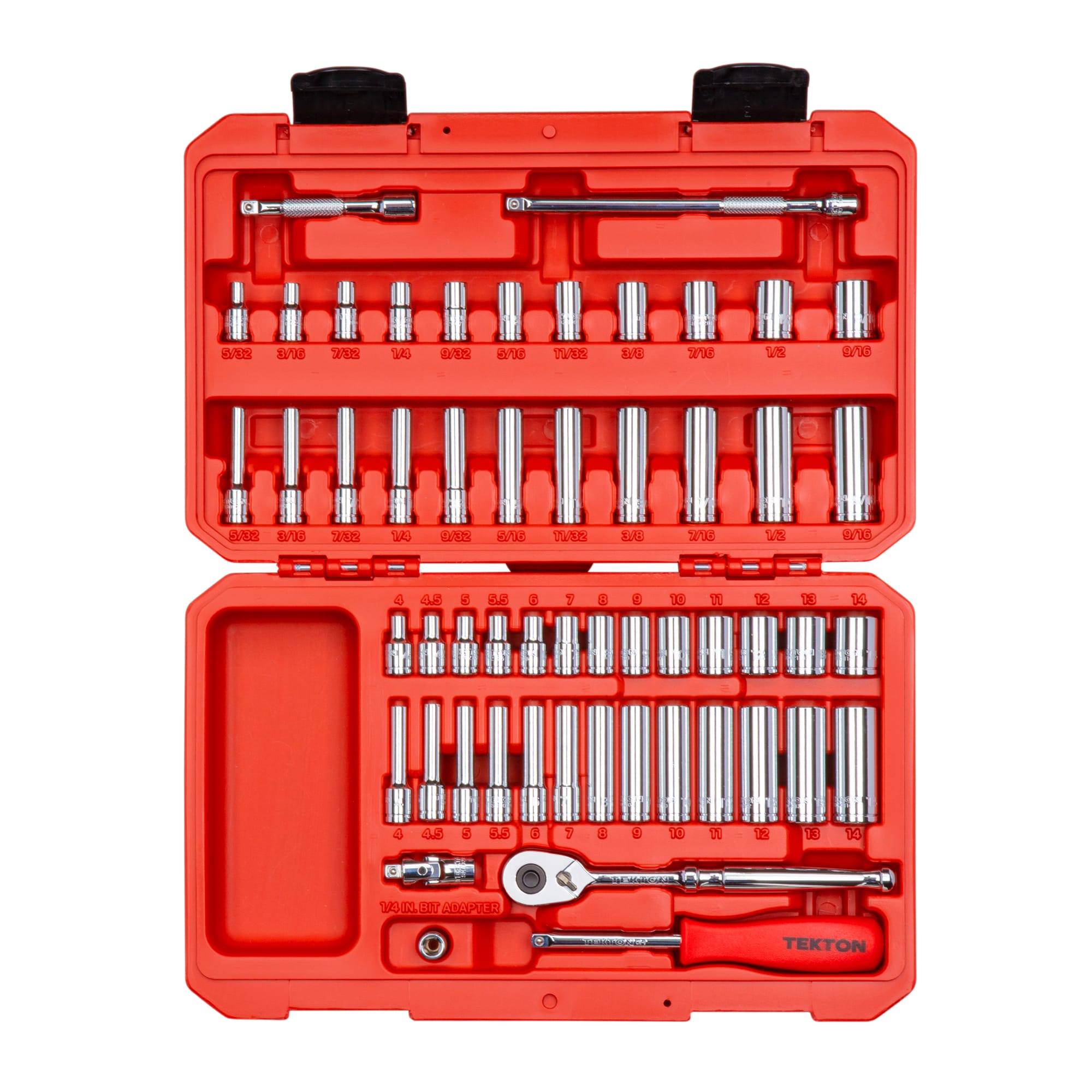 1/4 Inch Drive 6-Point Socket & Ratchet Set, 55-Piece (5/32-9/16 in., 4-14 mm)