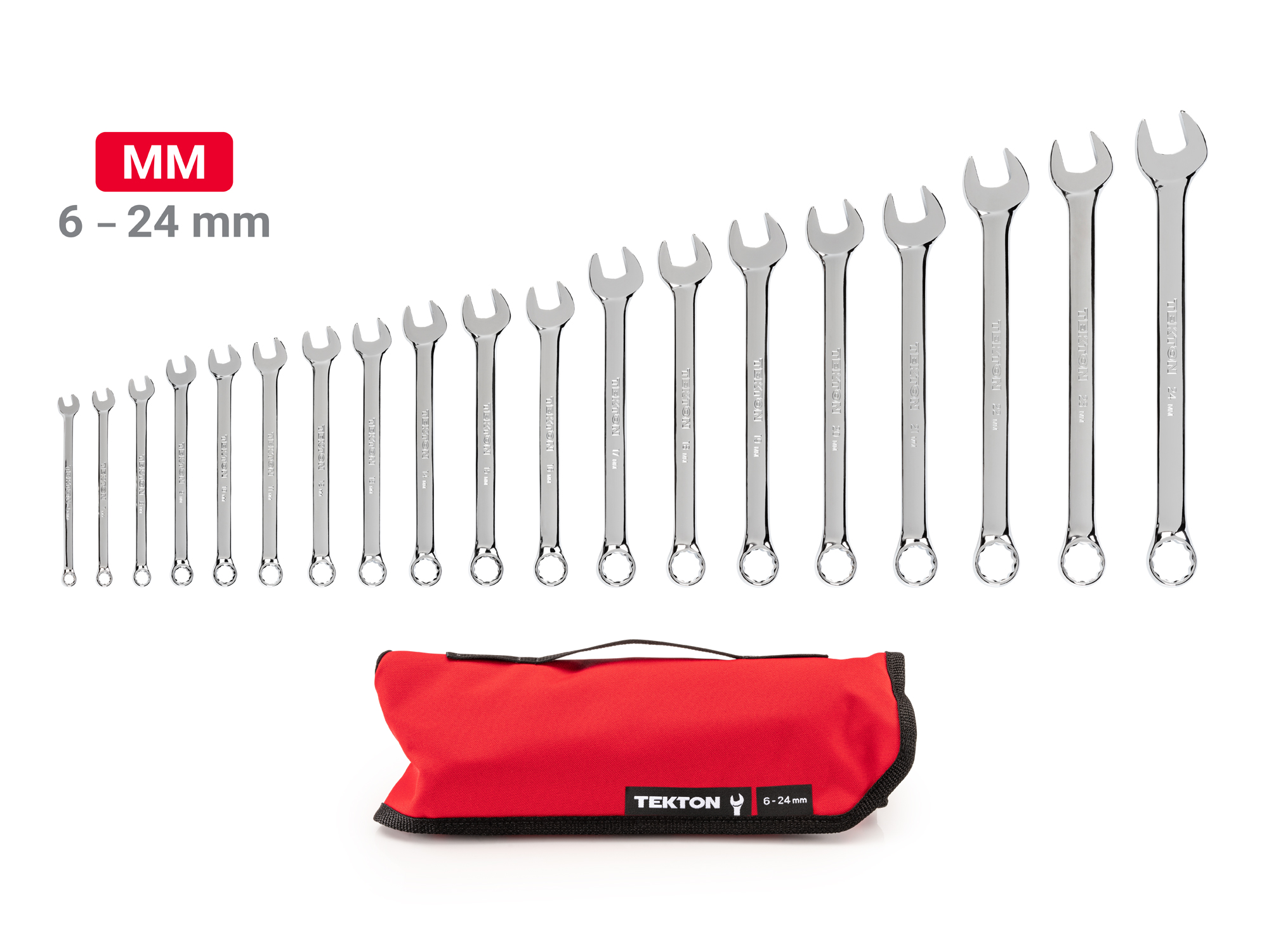 Combination Wrench Set with Pouch, 19-Piece (6 - 24 mm)