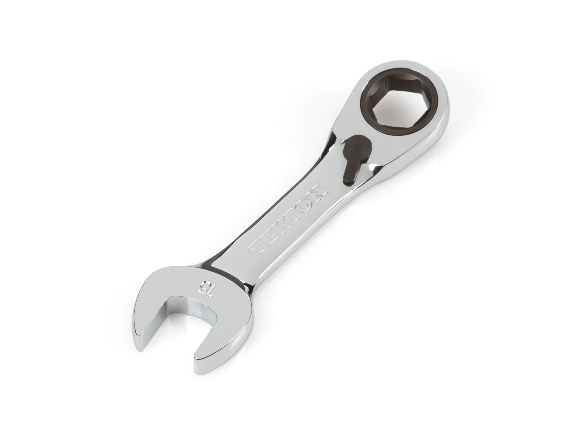 15 mm Stubby Reversible Ratcheting Combination Wrench WRN51115 TEKTON