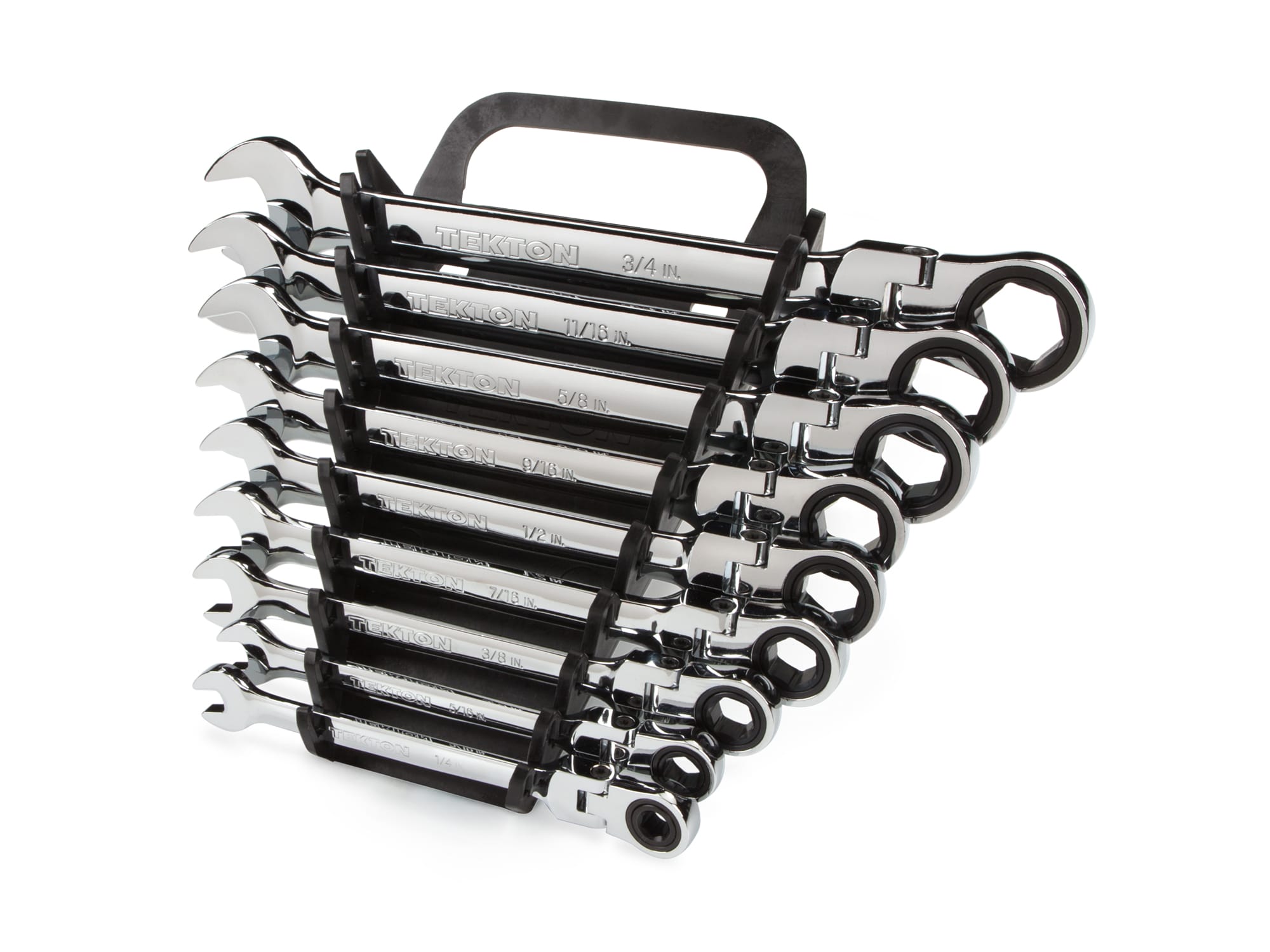 Flex Ratcheting Combination Wrench Set, 9-Piece (Holder) | TEKTON