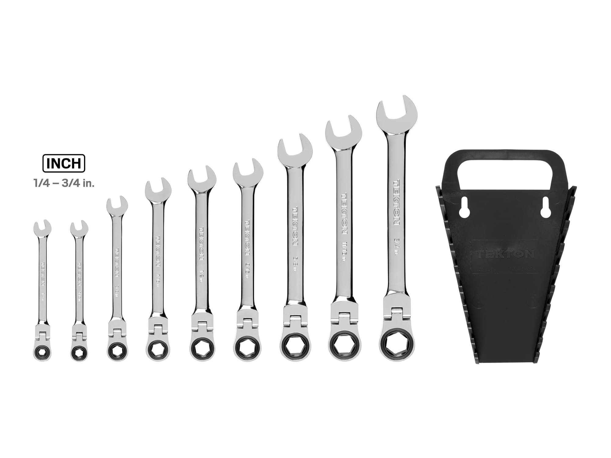 Flex Ratcheting Combination Wrench Set, 9-Piece (Holder) | TEKTON