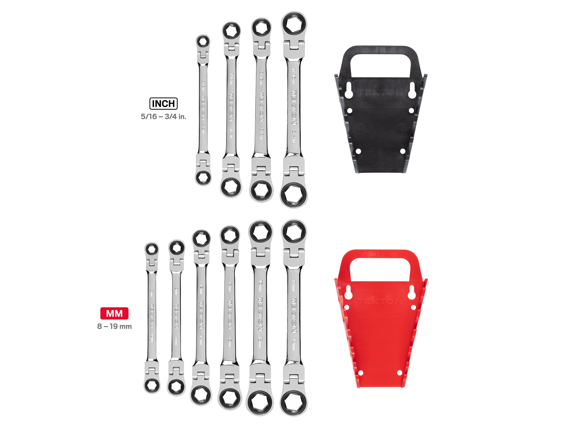 Flex Ratcheting Box End Wrench Set, 10-Piece (Holder) | TEKTON
