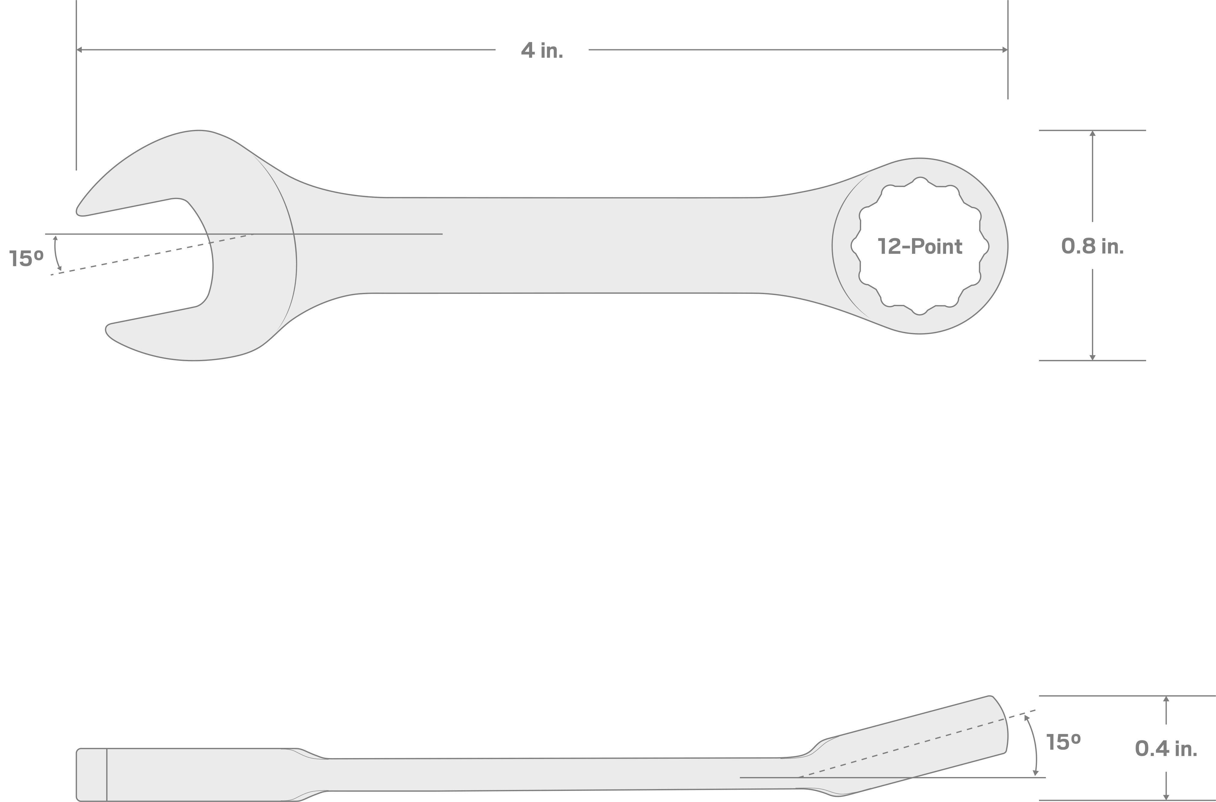 Specs for 3/8 Inch Stubby Combination Wrench