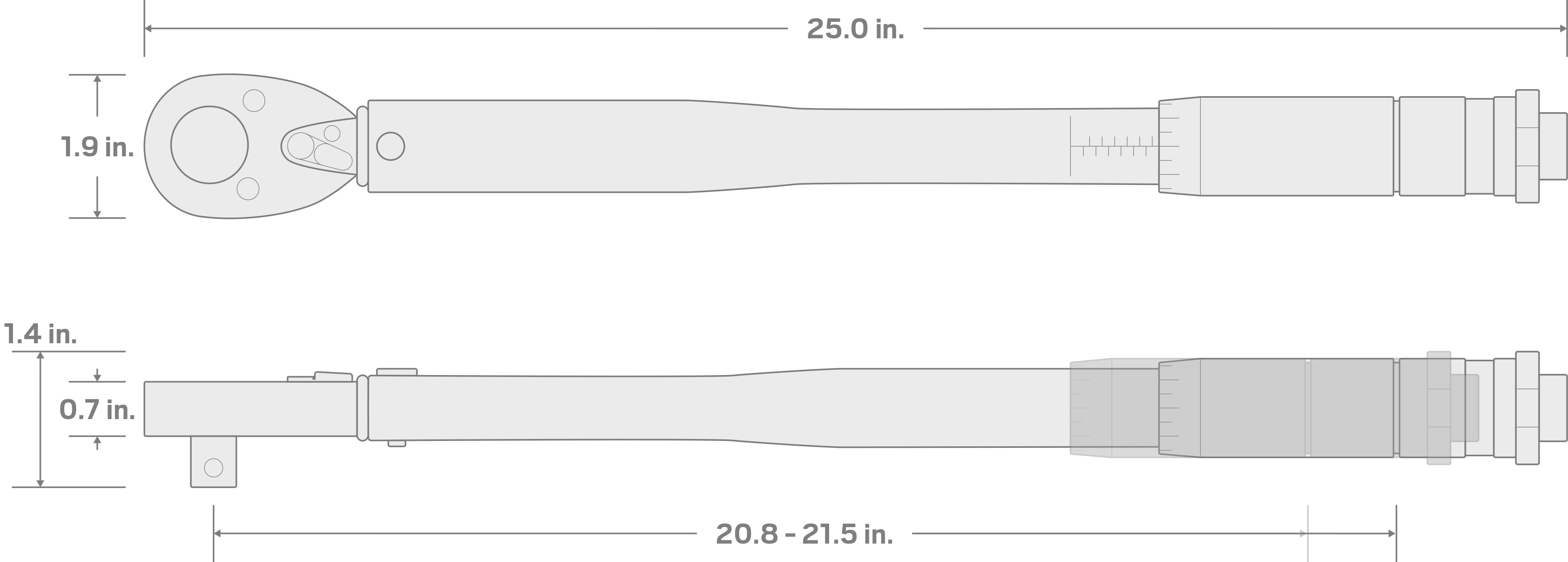 Specs for 1/2 Inch Drive Micrometer Torque Wrench (25-250 ft.-lb.)