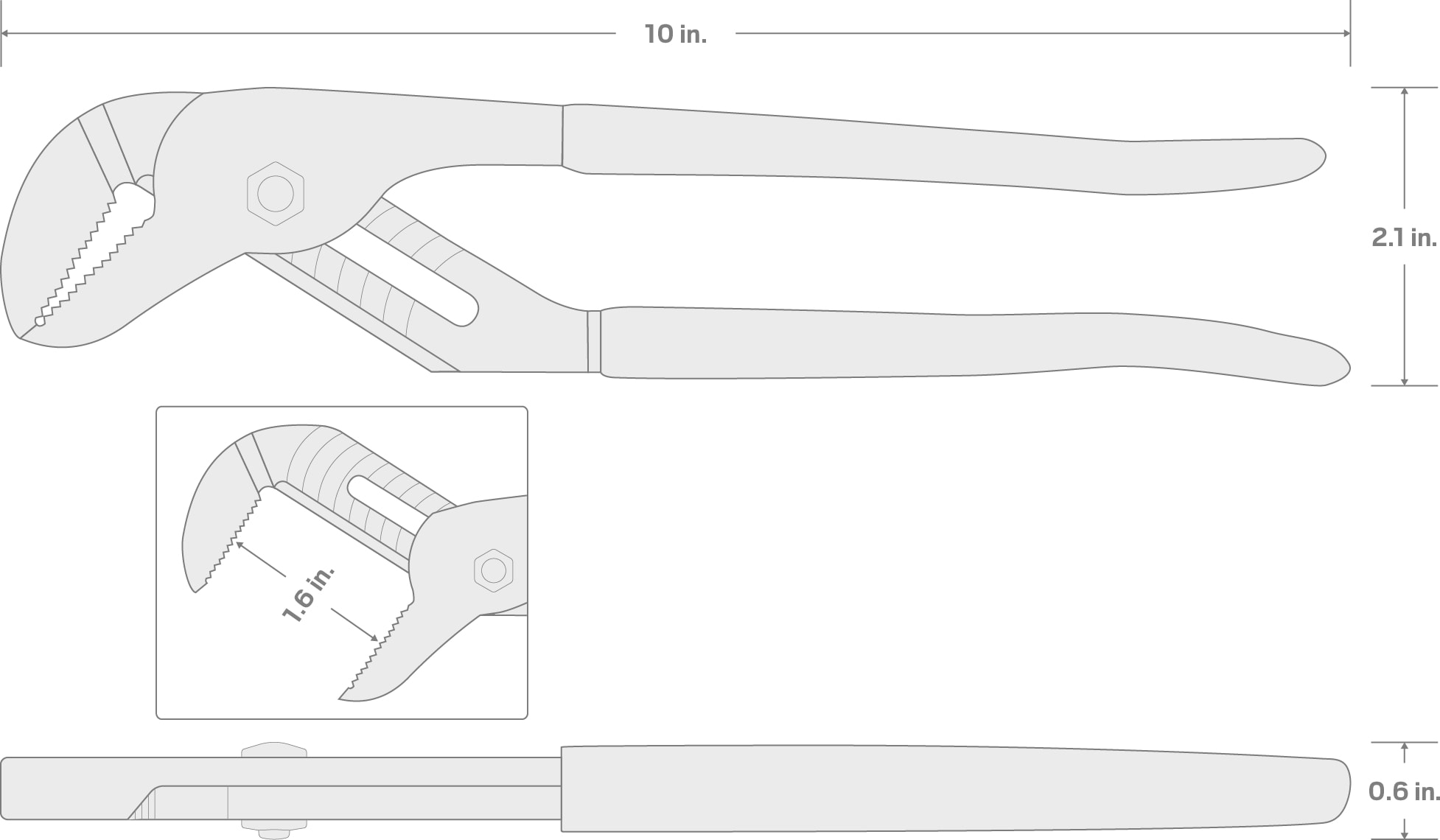 Specs for 10 Inch Groove Joint Pliers (1-1/2 in. Jaw)