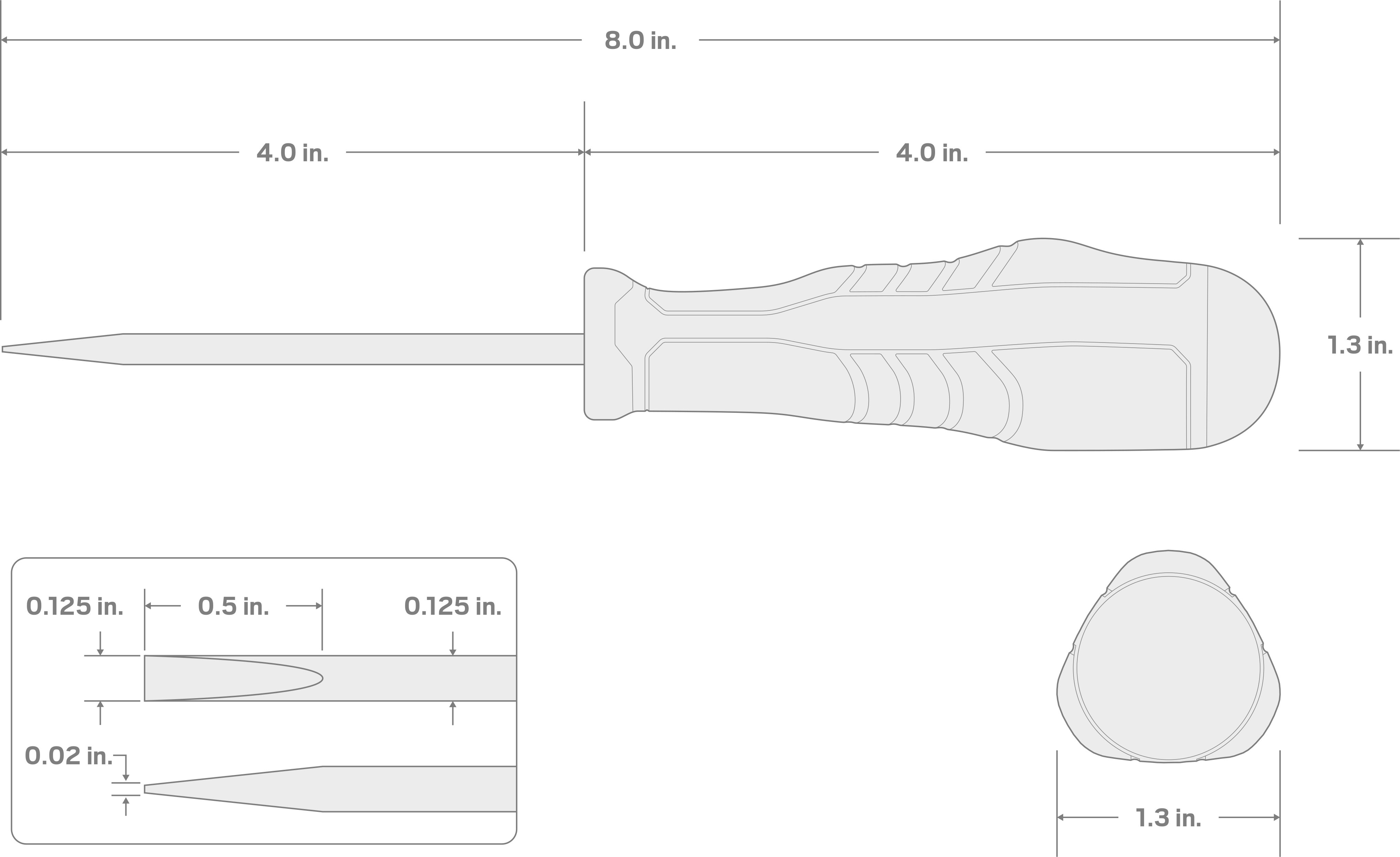 Specs for 1/8 Inch Slotted High-Torque Screwdriver