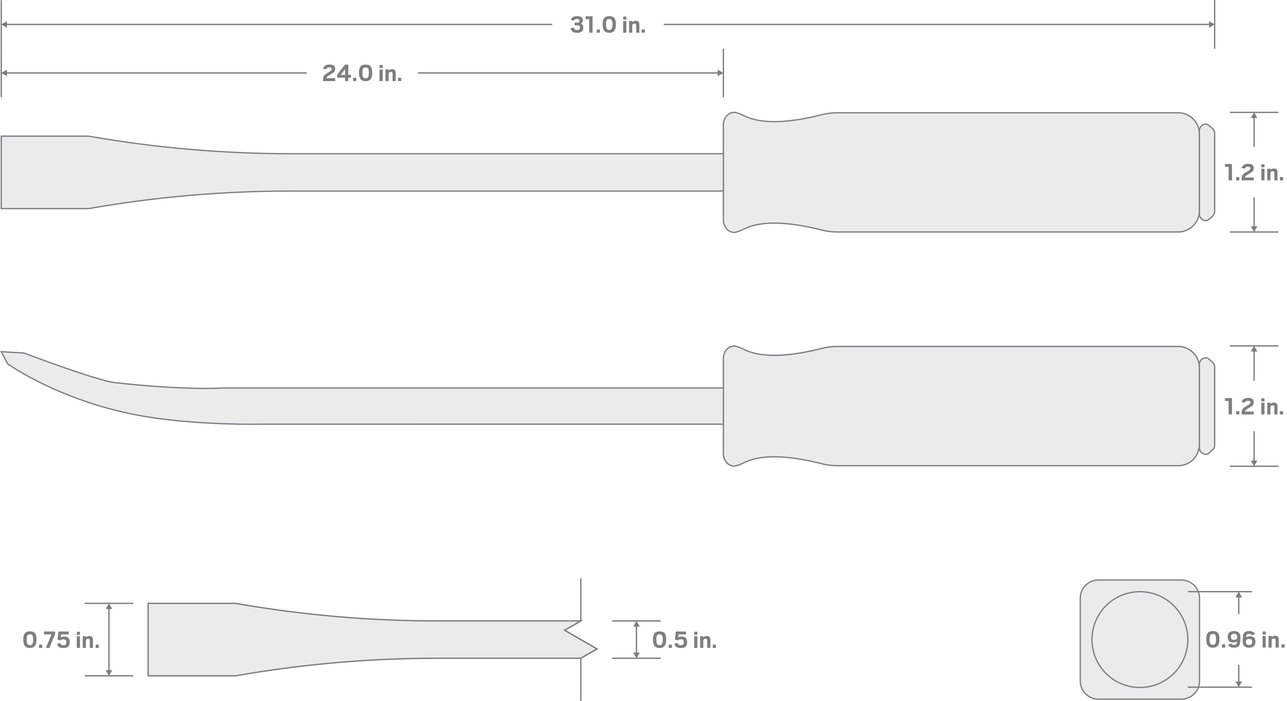 Specs for 31 Inch Angled Tip Handled Pry Bar