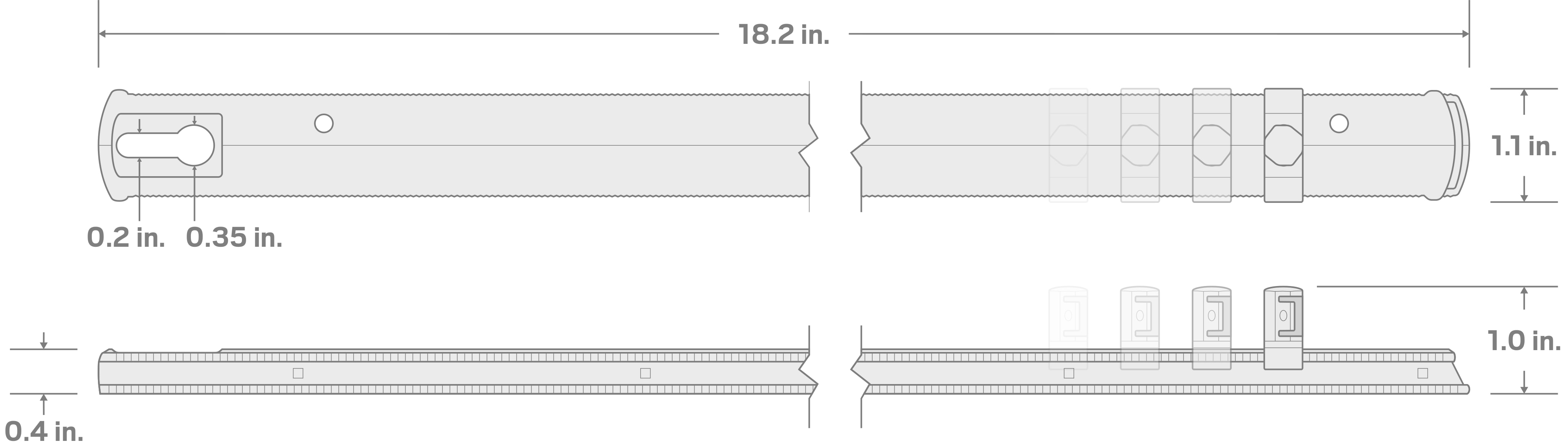 Specs for 3/8 Inch Drive x 18 Inch Socket Rail, 20 Clips (Black)