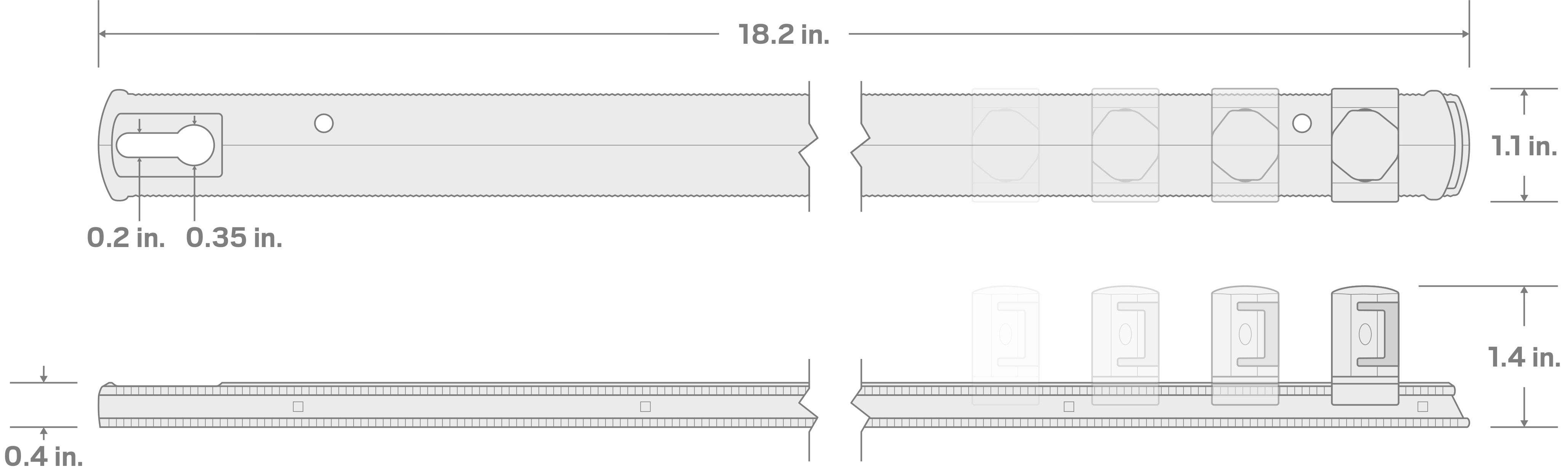 Specs for 3/4 Inch Drive x 18 Inch Socket Rail, 10 Clips (Black)