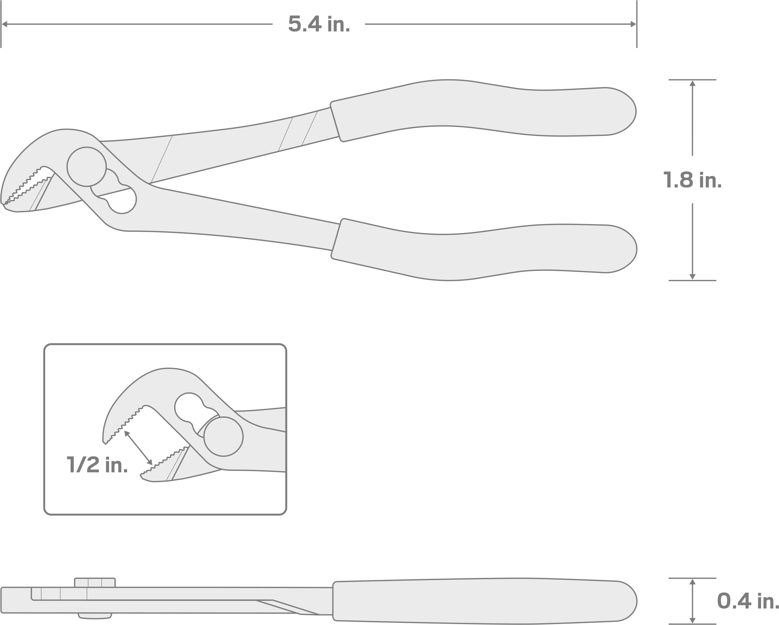 Specs for 5 Inch Angle Nose Slip Joint Pliers (1/2 in. Jaw)
