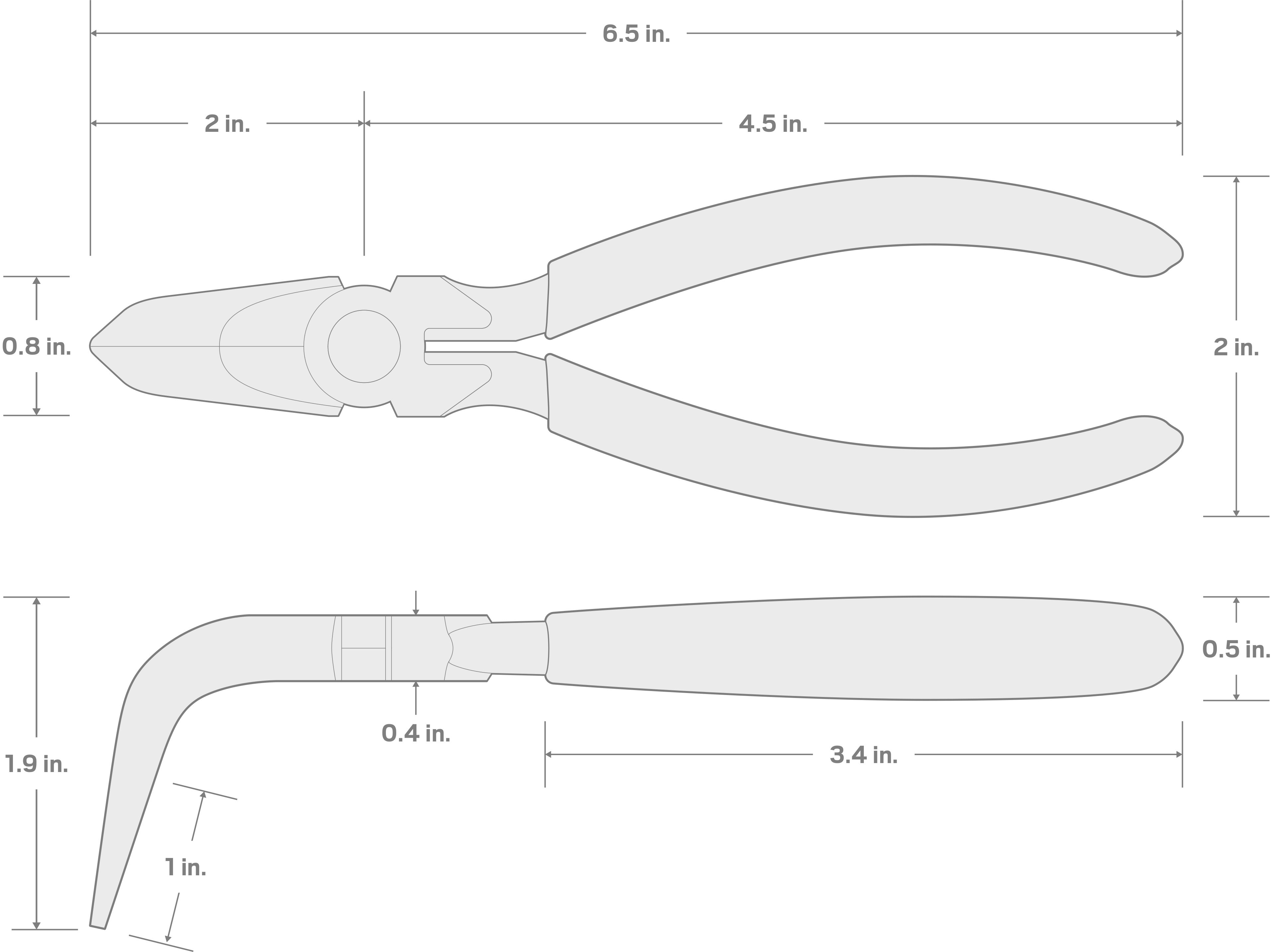 Specs for 6 Inch 70-Degree Bent Long Nose Pliers