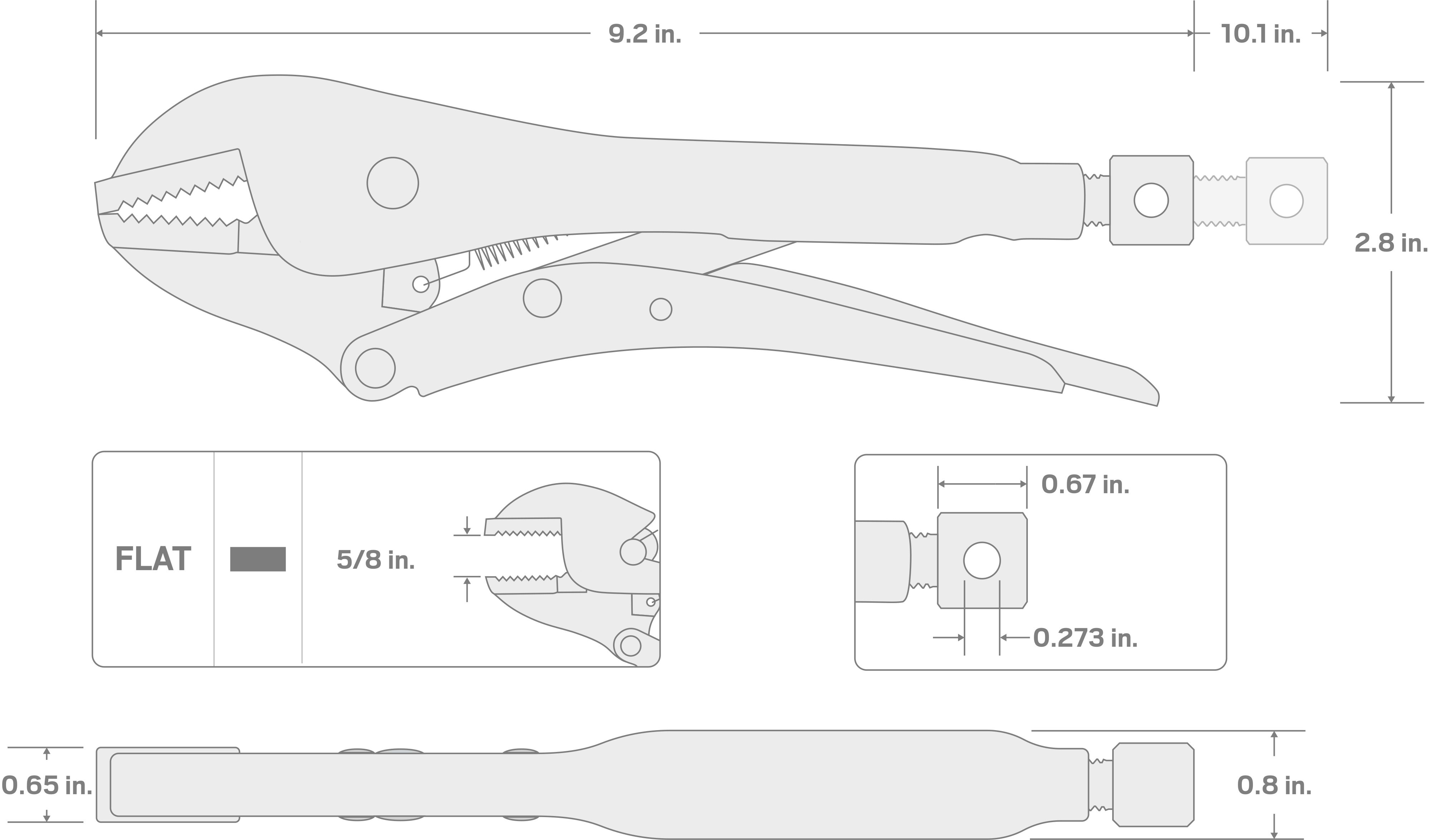Specs for 10 Inch Straight Jaw Locking Pliers