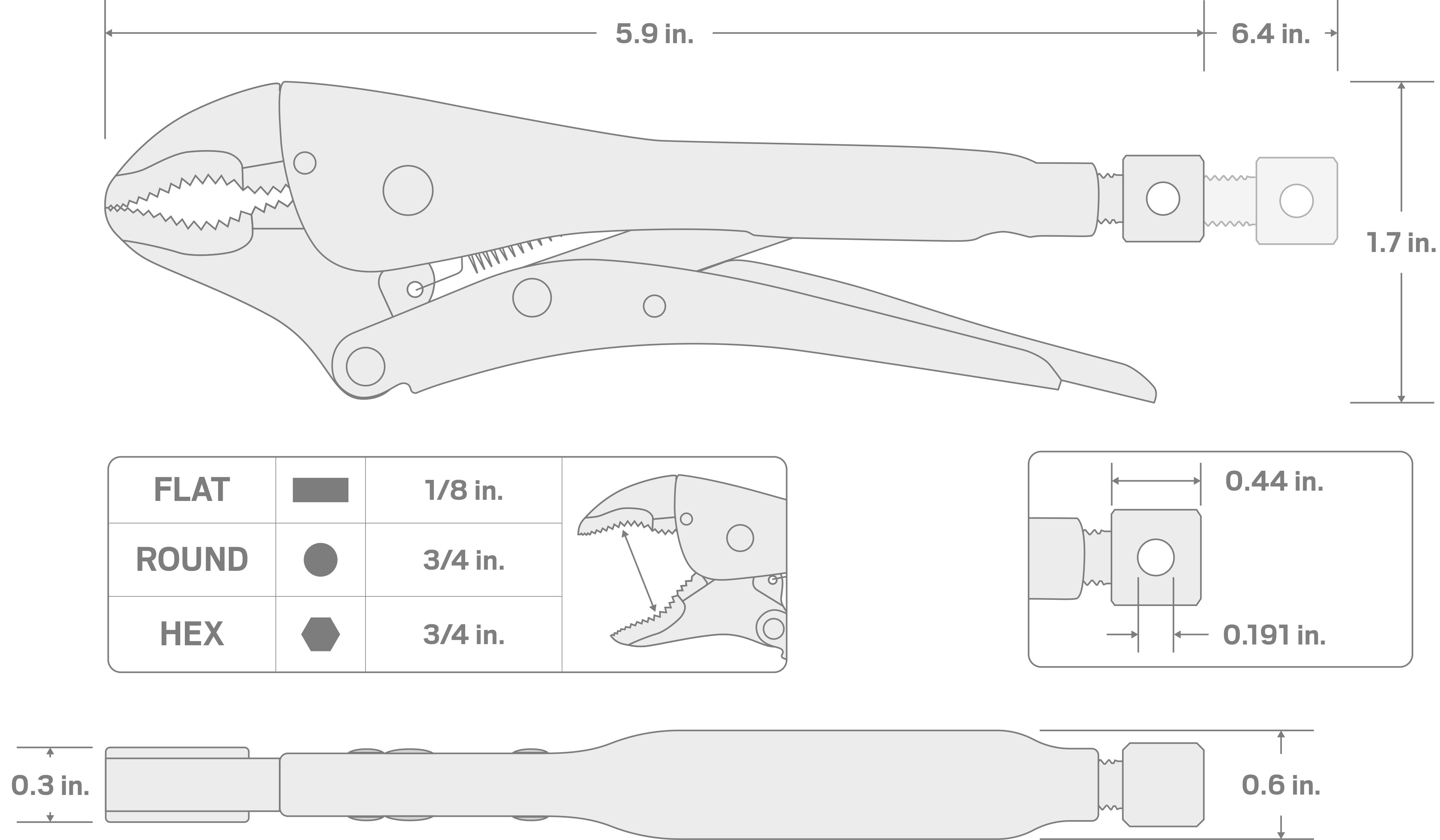 Specs for 5 Inch Curved Jaw Locking Pliers