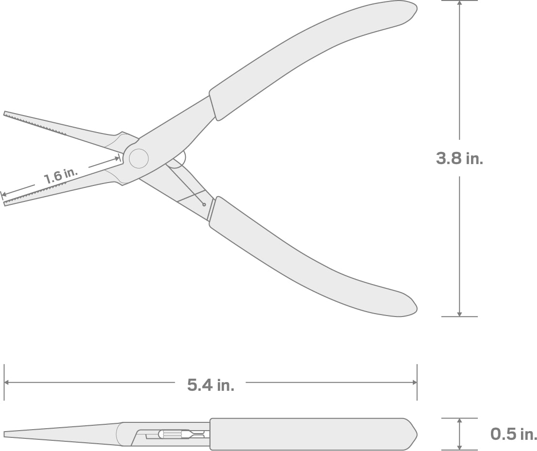 Specs for Mini Needle Nose Pliers (Serrated Jaw)