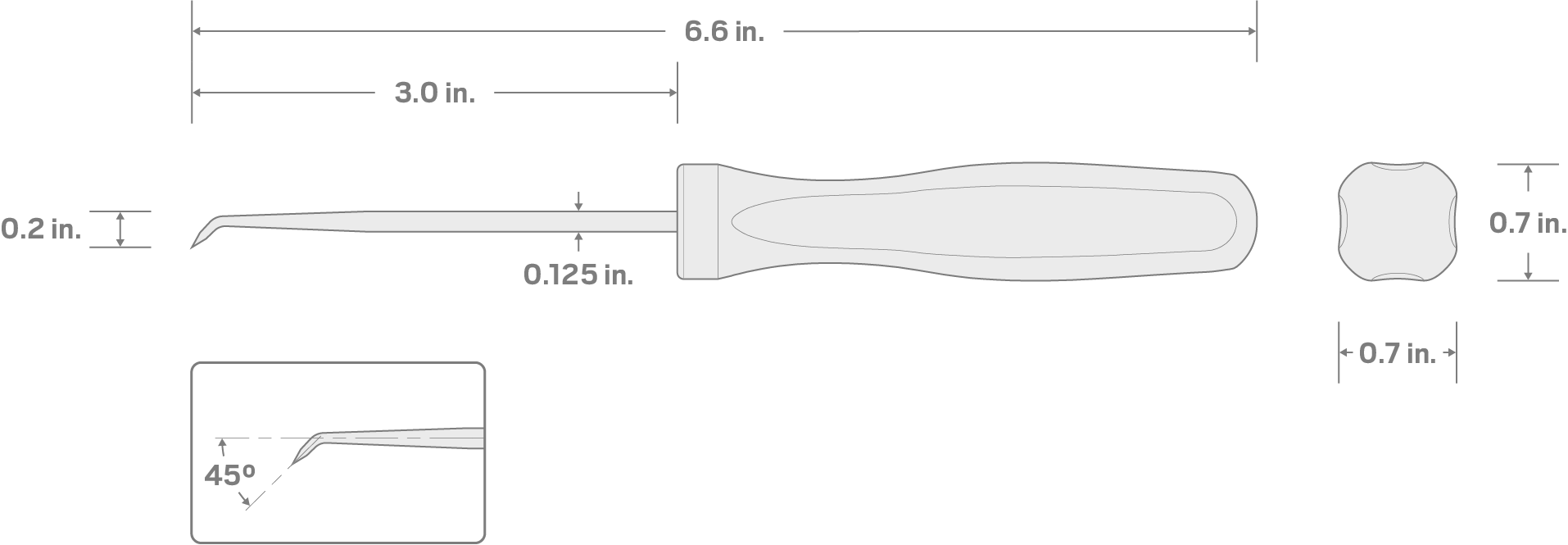 Specs for 45-Degree Bent Pick (1/8 Inch x 3 Inch)