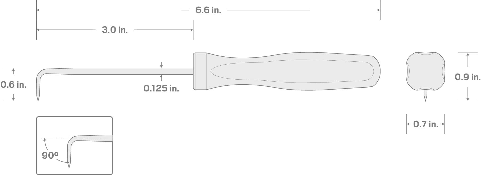 Specs for 90-Degree Bent Pick (1/8 Inch x 3 Inch)