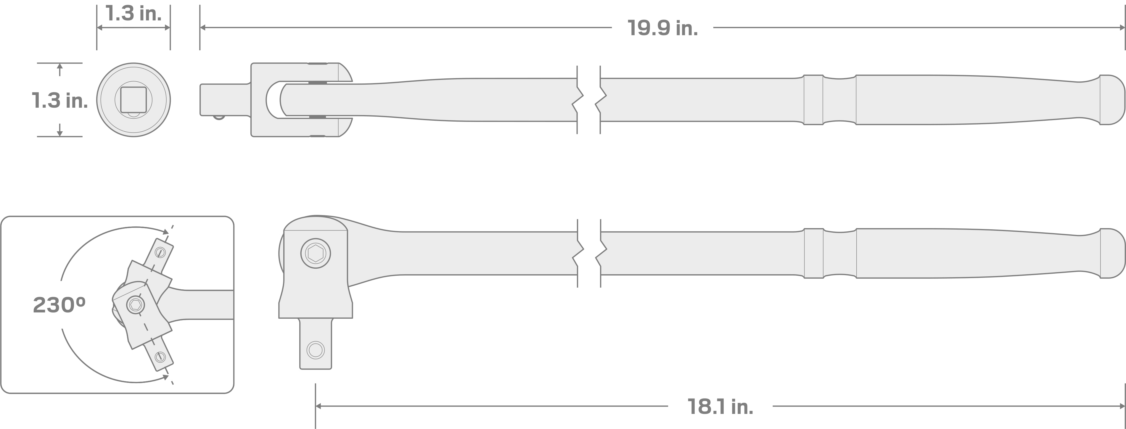 Specs for 1/2 Inch Drive x 18 Inch Breaker Bar
