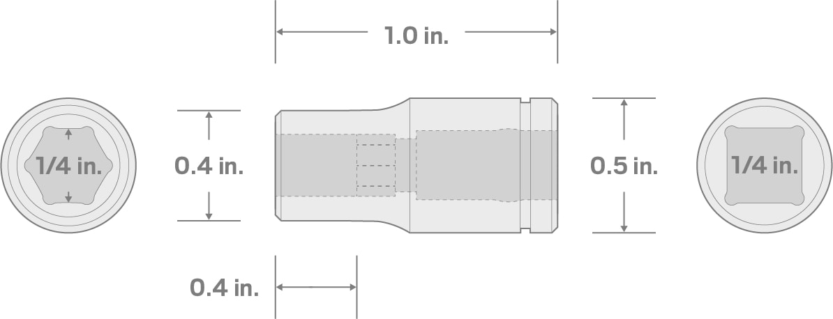 Specs for 1/4 Inch Drive x 1/4 Inch Magnetic Hex Bit Holder