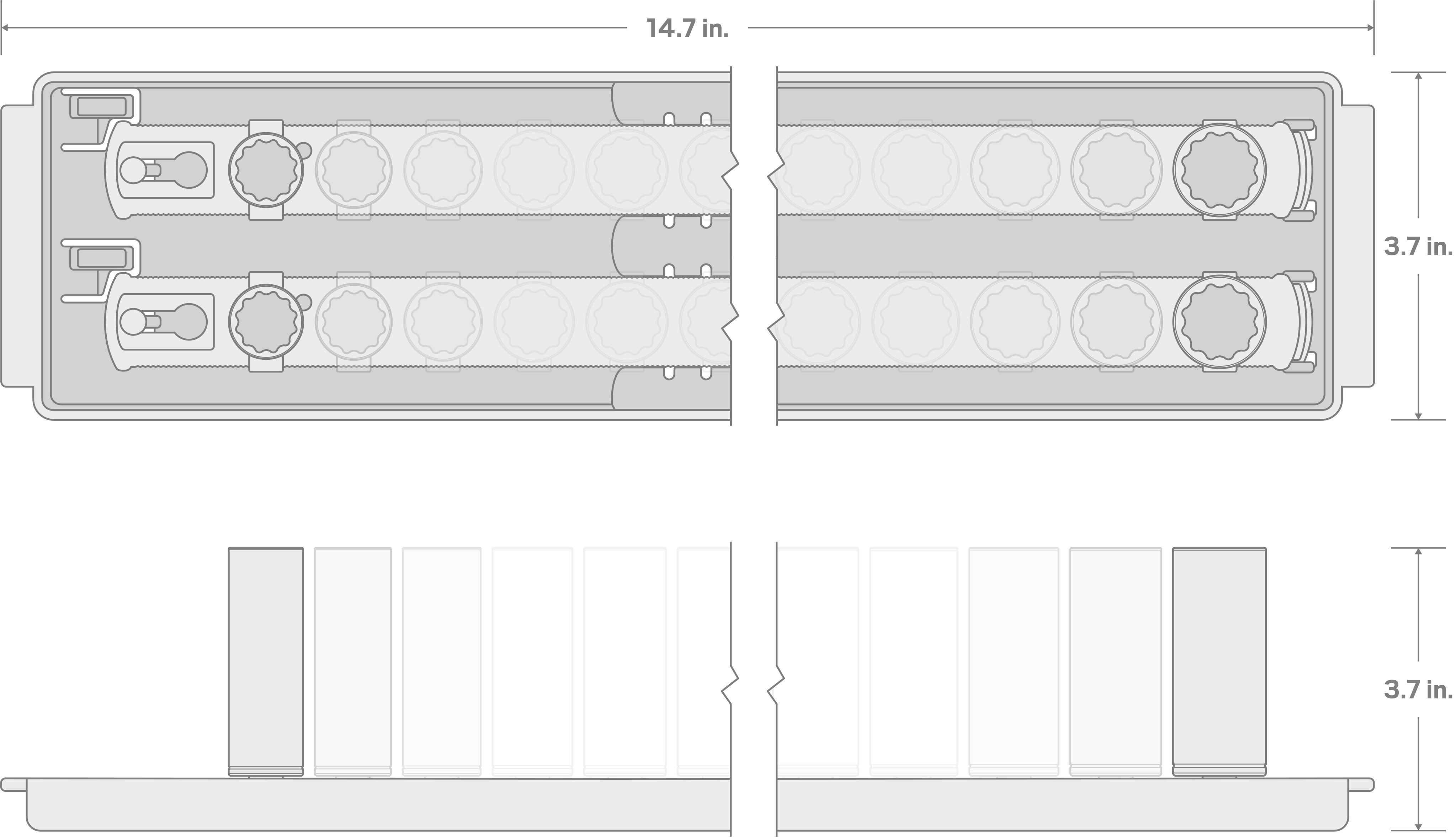 Specs for 1/2 Inch Drive Deep 12-Point Socket Set, 12-Piece (27-38 mm) - Rails