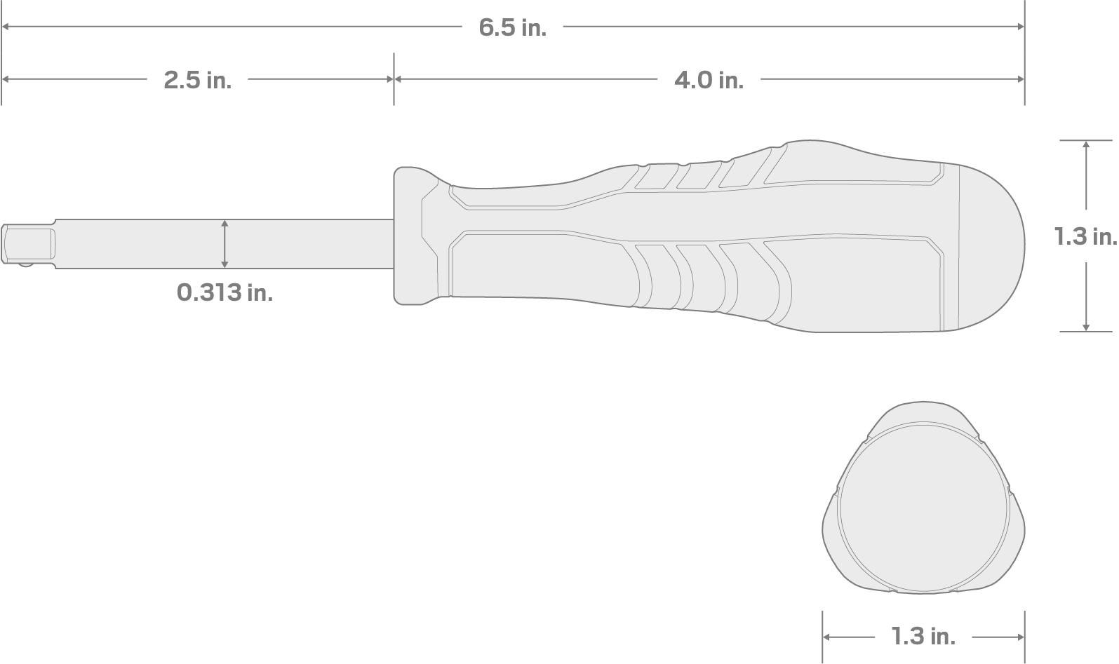 Specs for 1/4 Inch Drive High-Torque Spinner Handle
