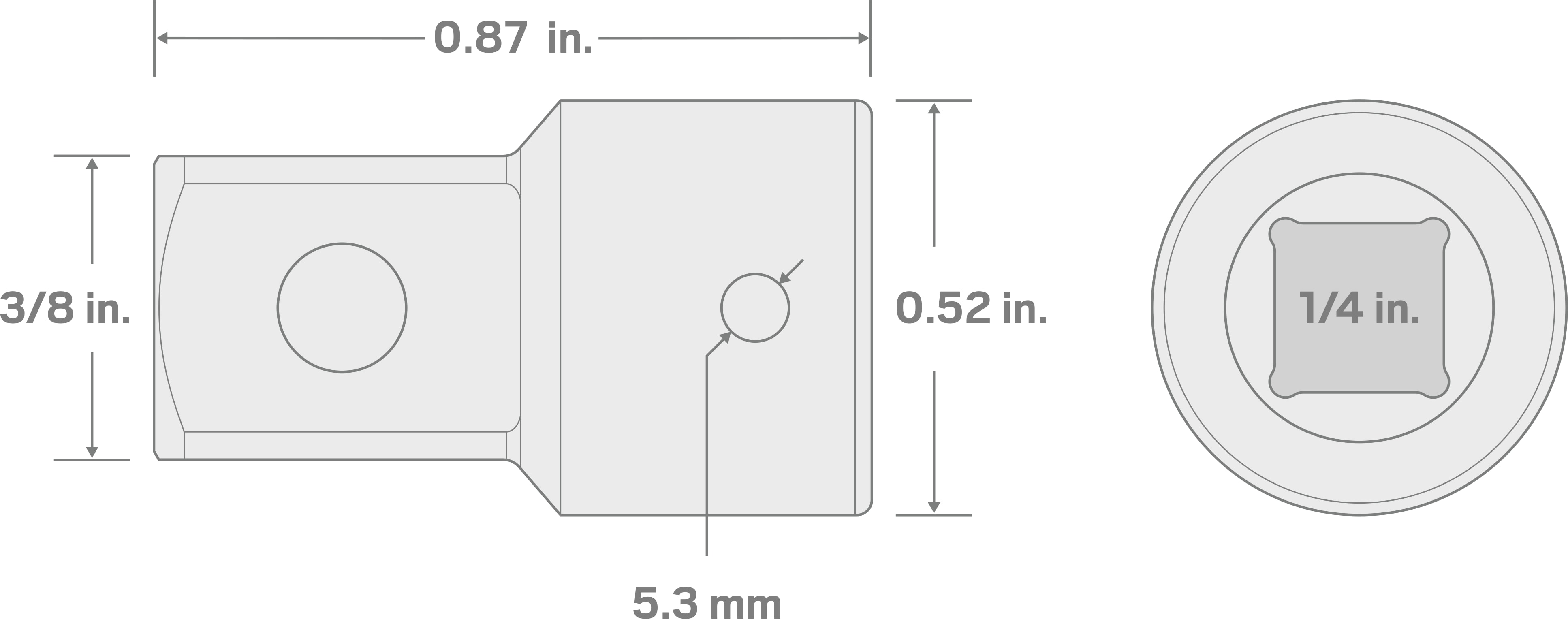 Specs for 1/4 Inch Drive (F) x 3/8 Inch (M) Impact Adapter