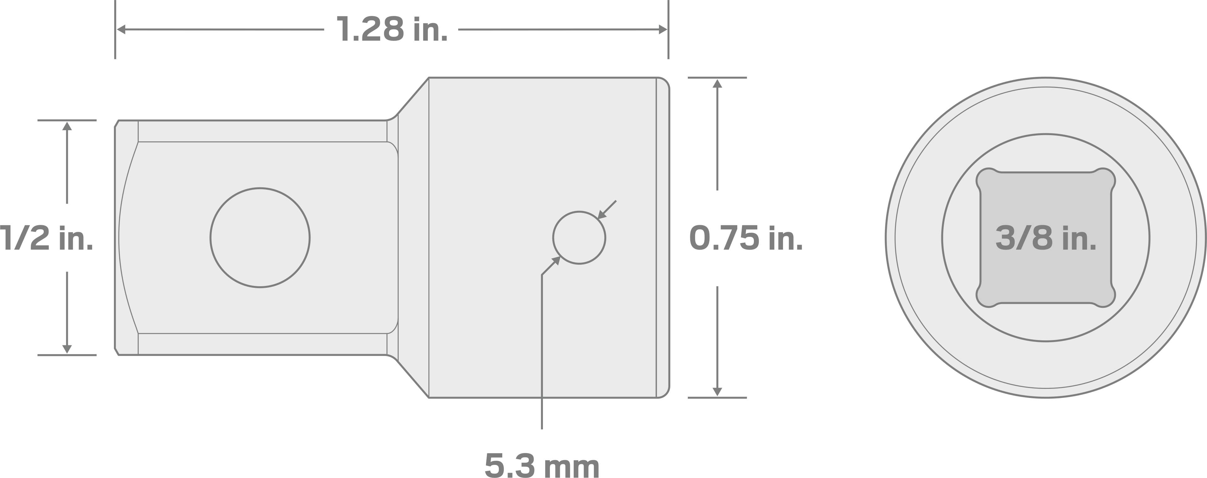 Specs for 3/8 Inch Drive (F) x 1/2 Inch (M) Impact Adapter