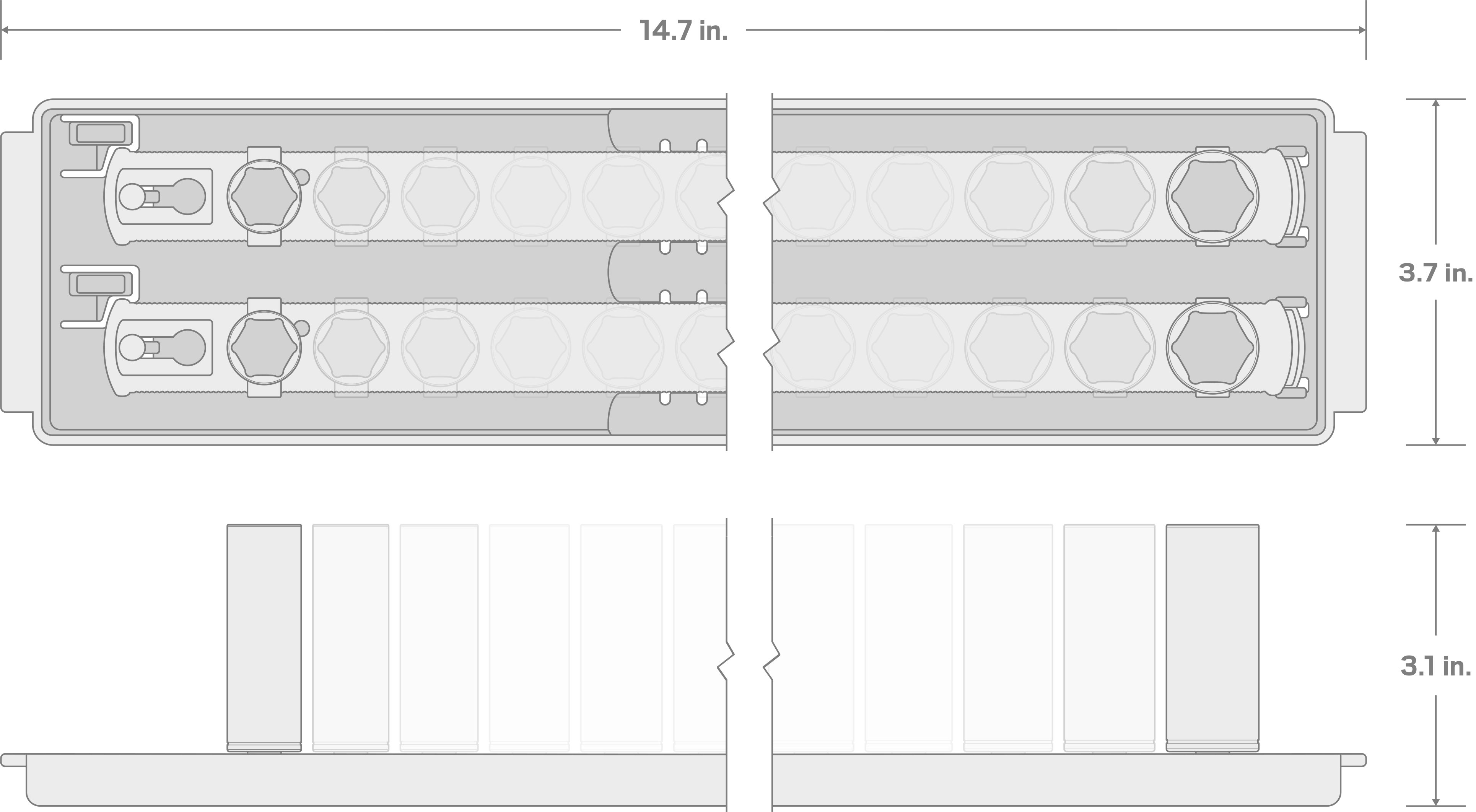 TEKTON 24-Piece 3/8" Drive Impact Socket Set | 8-19mm 6-Point Metric Sockets With Rails