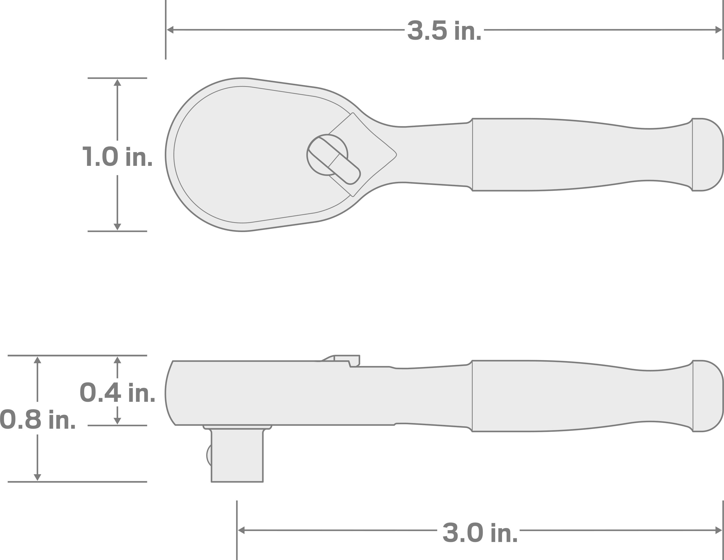 Specs for 1/4 Inch Drive x 3 Inch Ratchet