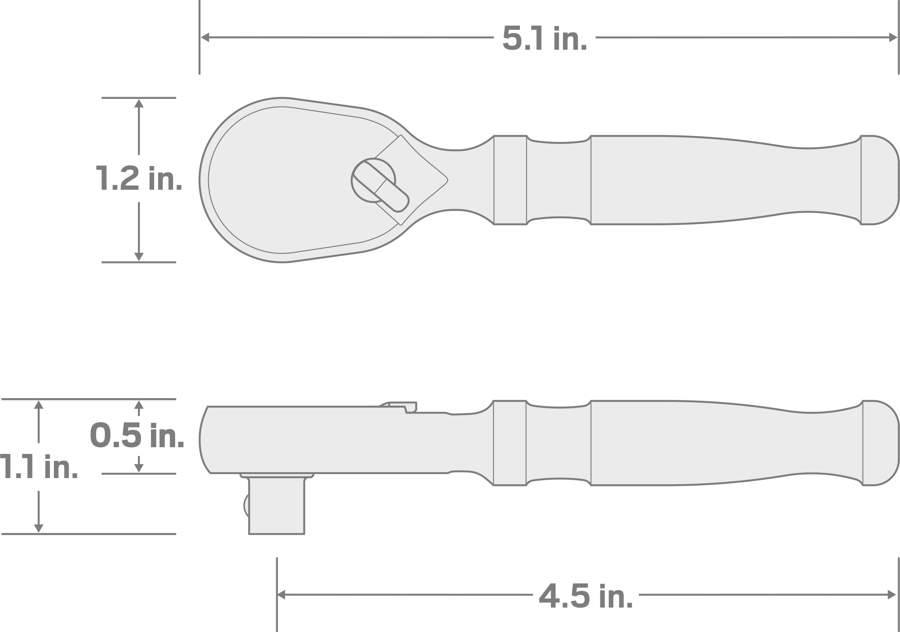 Specs for 3/8 Inch Drive x 4-1/2 Inch Ratchet