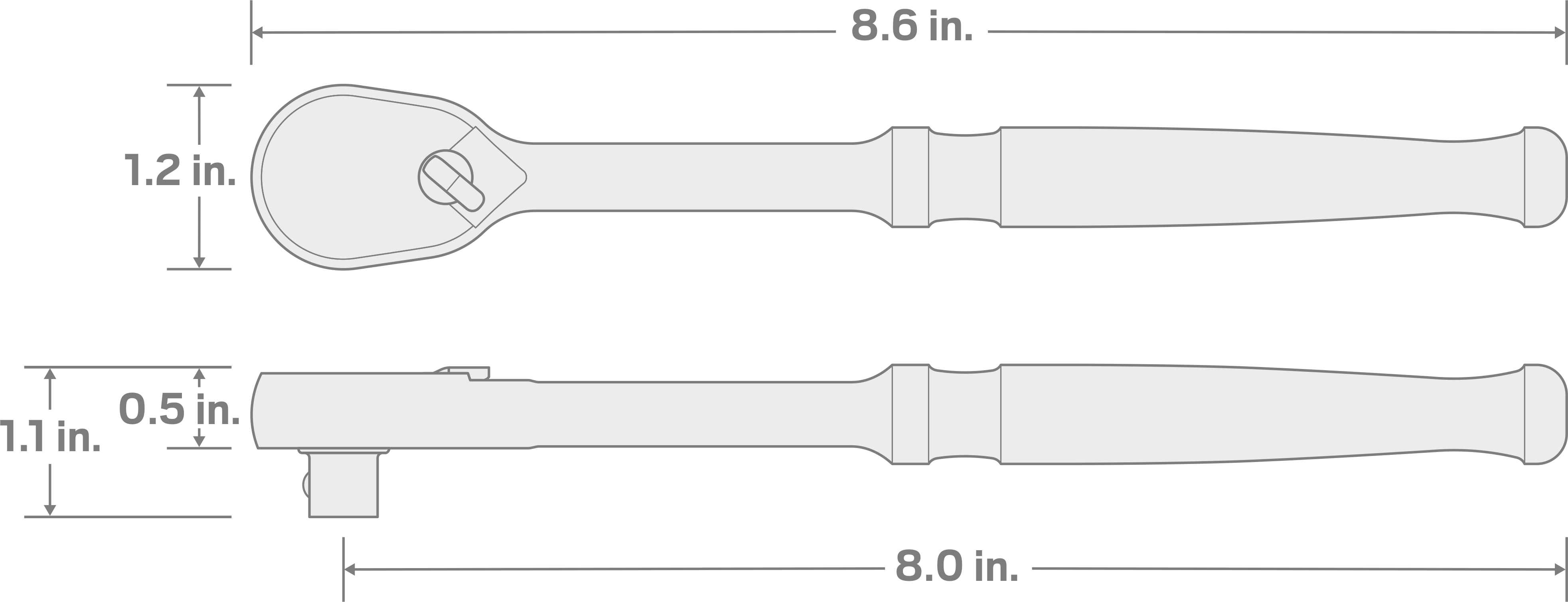 Specs for 3/8 Inch Drive x 8 Inch Ratchet