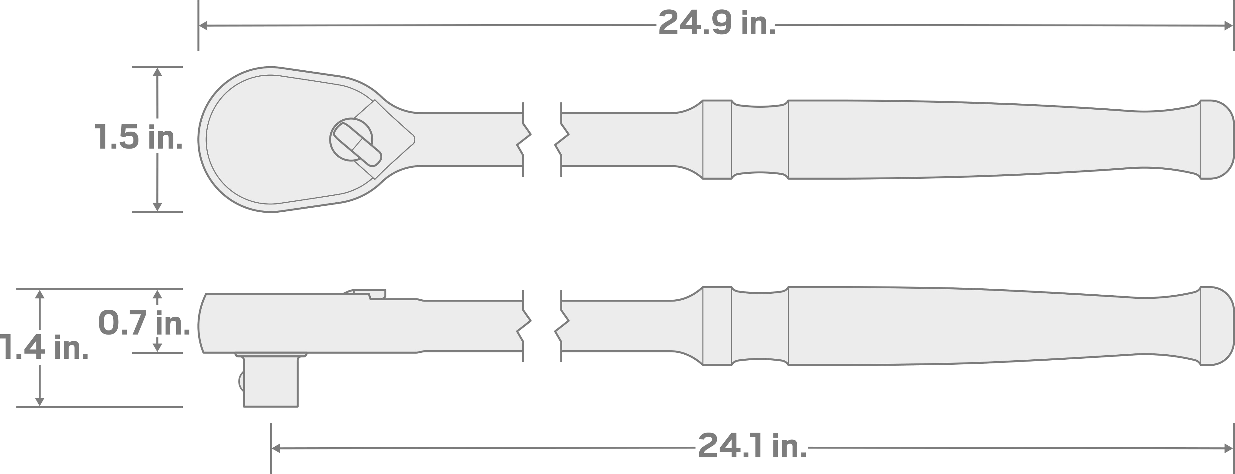 Specs for 1/2 Inch Drive x 24 Inch Ratchet