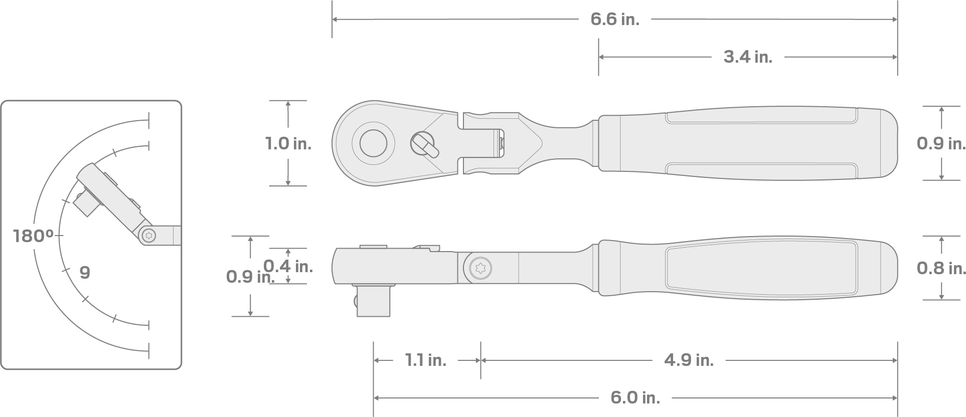 thumbnail image 2 of AB Tools 1/4 Inch Drive Straight Ratchet - 100 Teeth, 3.6 Degree Increments, Quick Release 2 of 4