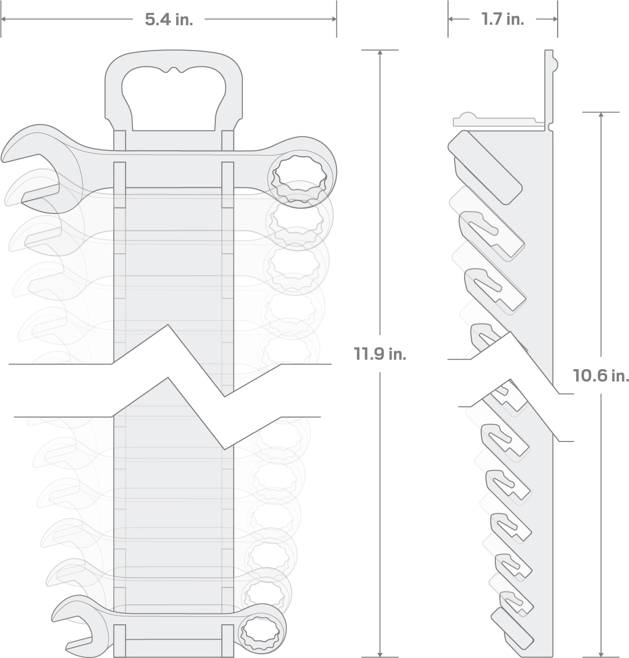 Specs for Stubby Combination Wrench Set with Holder, 14-Piece (6 - 19 mm)
