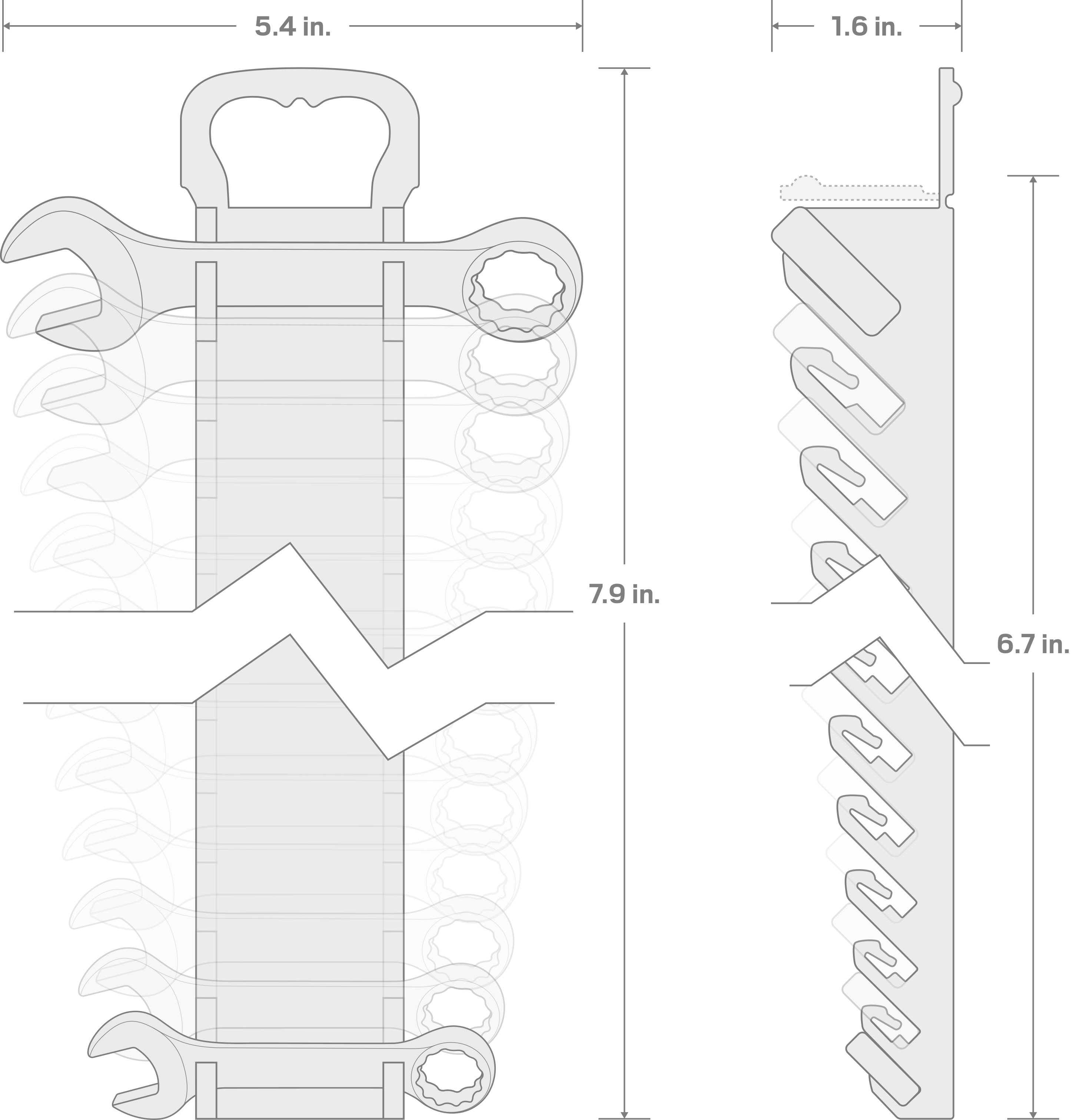 Specs for Stubby Combination Wrench Set, 8-Piece (5/16-3/4 in.) with Holder